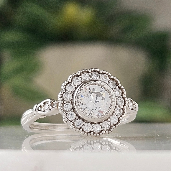 Round vintage inspired ring, 925 Sterling Silver Charmed Aroma - Picture 5 of 5